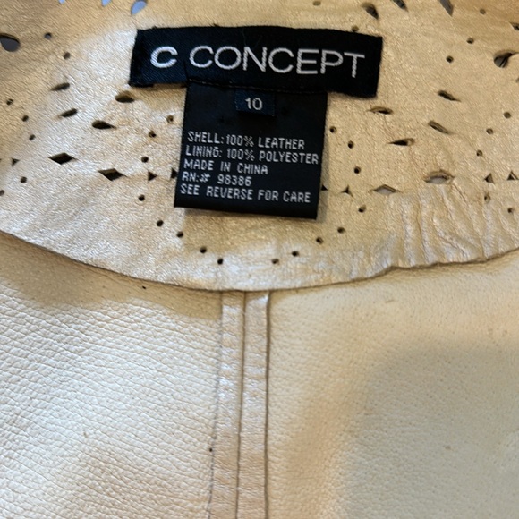 C Concept cream metallic leather laser cut jacket - Picture 11 of 11